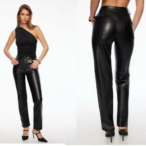 Dynamite black Gisele Straight Leg Faux Leather Pleather Vegan Pants 6 NWOT